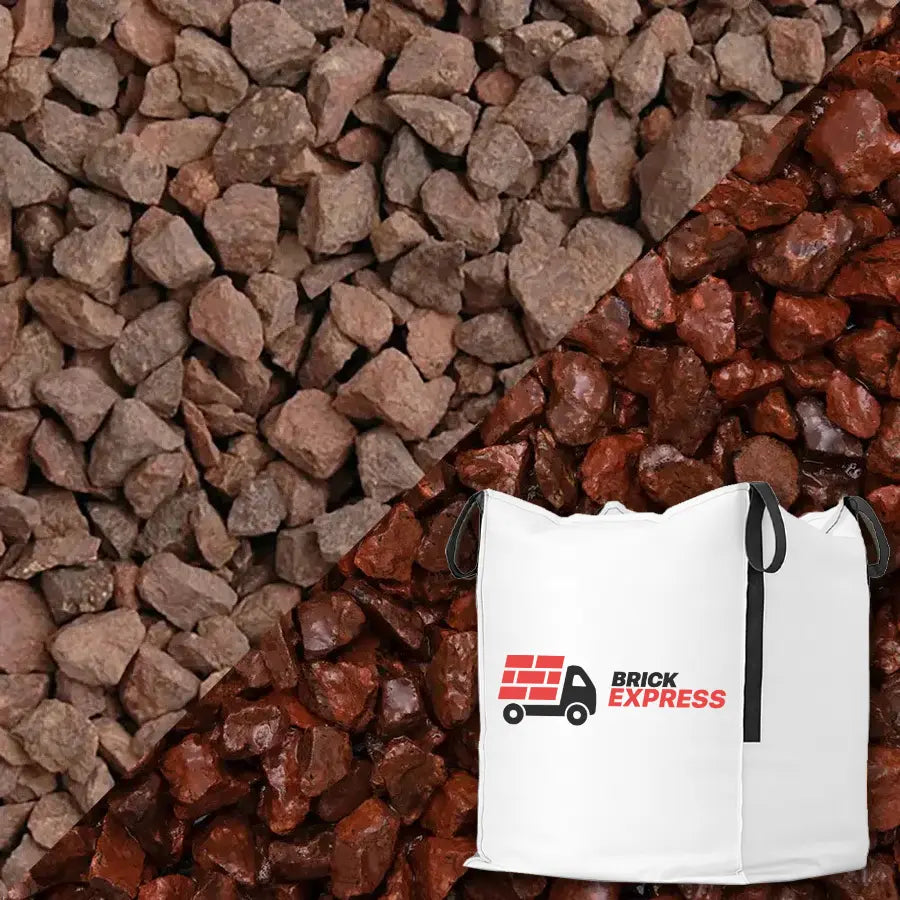Red Granite Chippings 14mm (Jumbo) Bulk Jumbo Bag Gravel LONG RAKE SPAR CO LTD